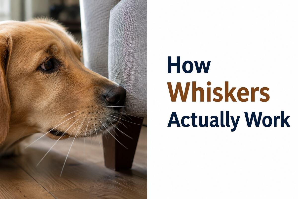 Dog using whiskers to sense nearby objects
