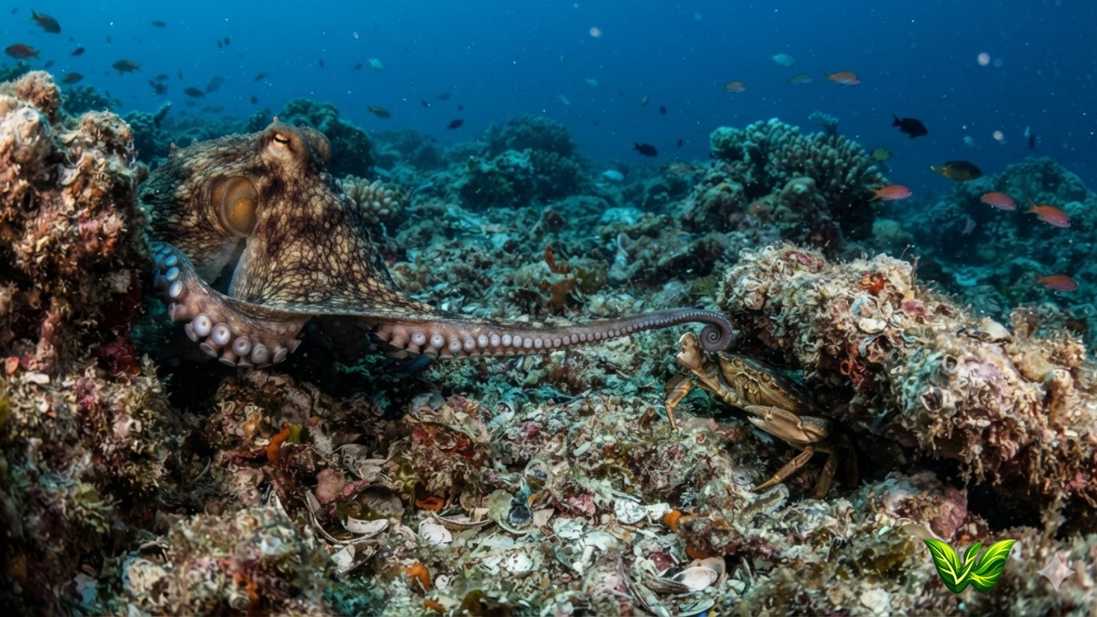 octopus_hunting_crab_on_seafloor