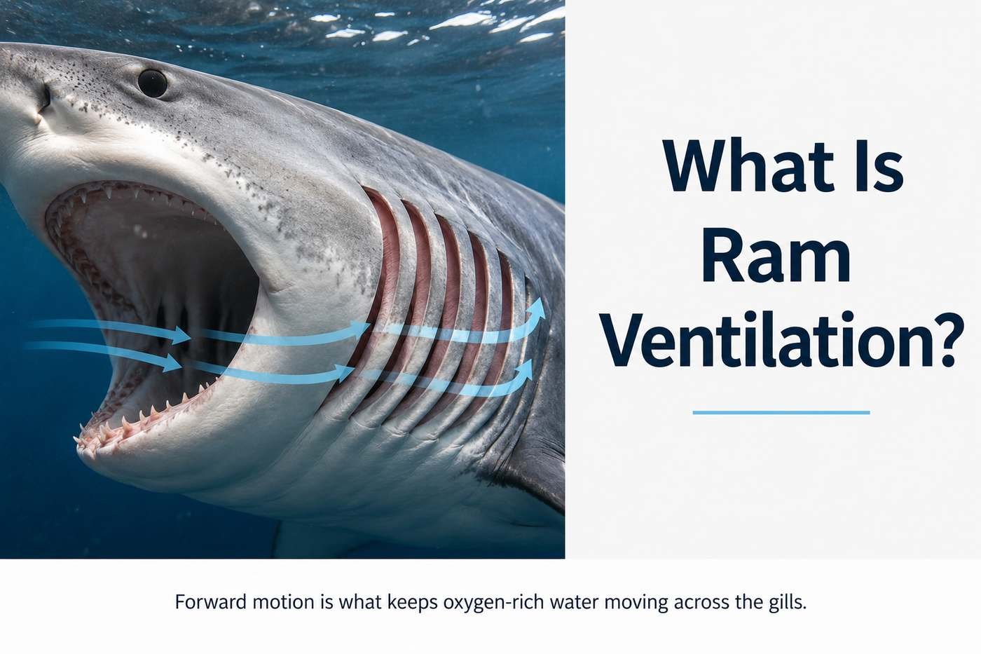 Shark gill slits showing ram ventilation water flow during swimming