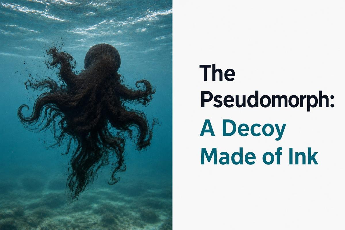 Octopus ink pseudomorph decoy resembling an octopus