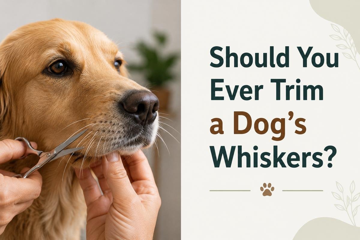 Dog being groomed with whiskers intact
