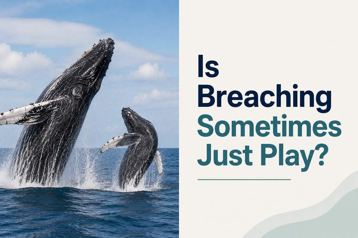 Young humpback whale calf breaching beside adult