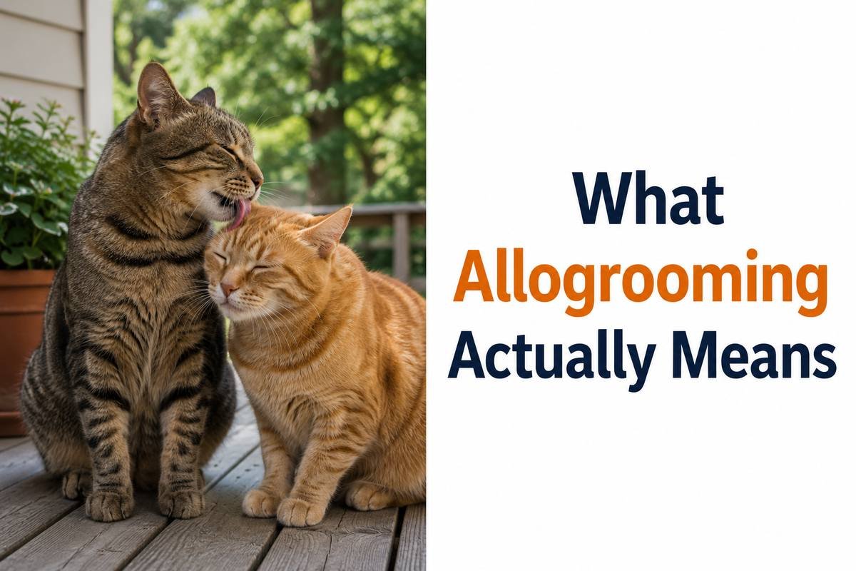 Two cats practicing allogrooming as a social bonding behavior