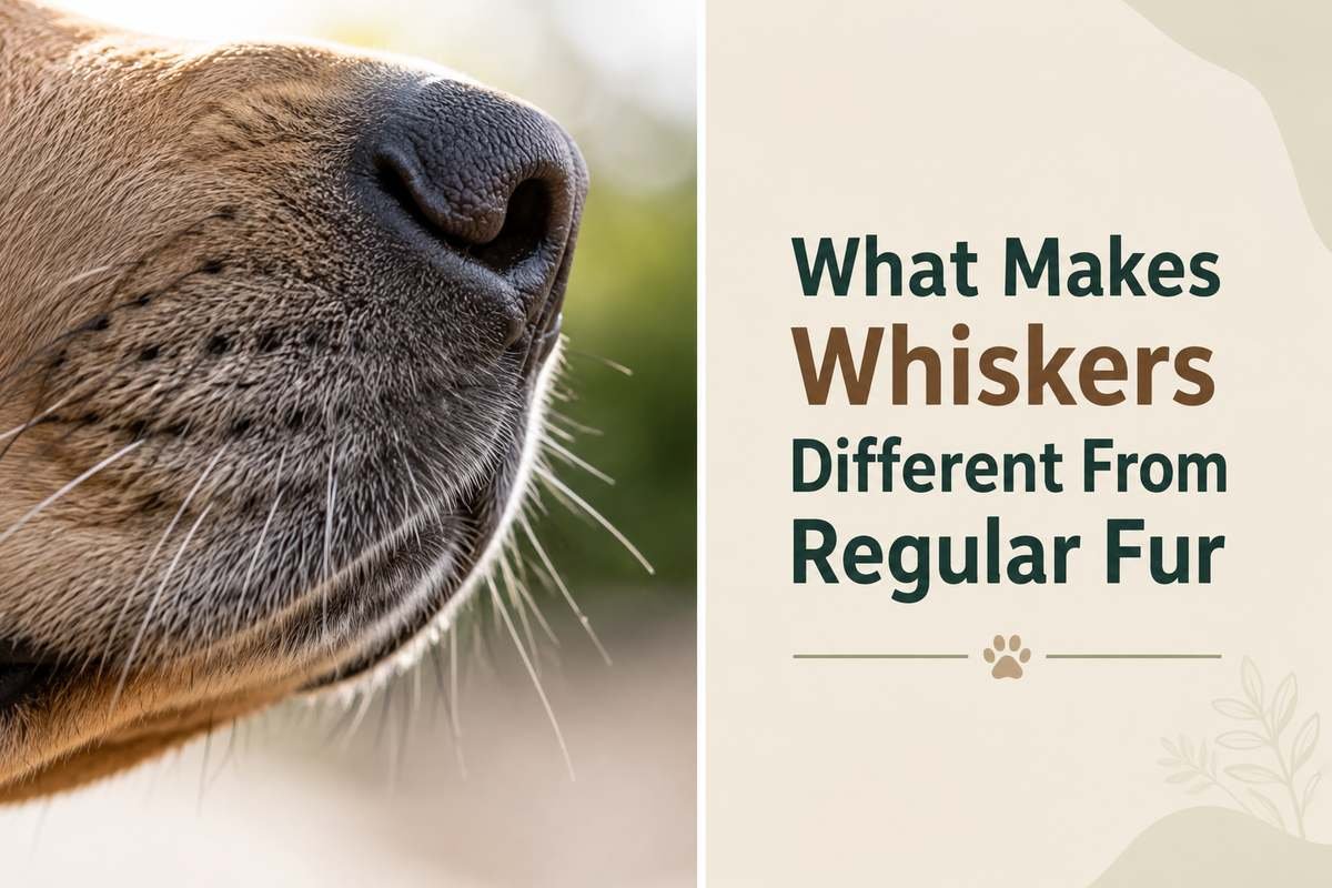 Dog whiskers compared with regular fur