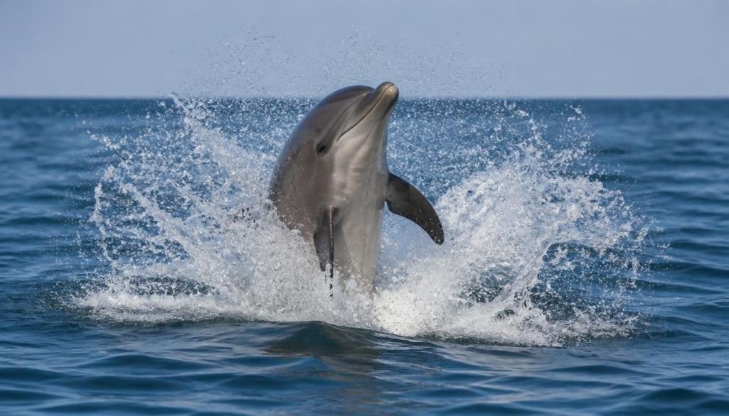 Dolphin creating a large splash during a breach