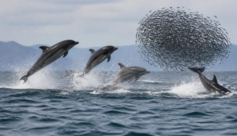 Bottlenose dolphin breaching out of the ocean