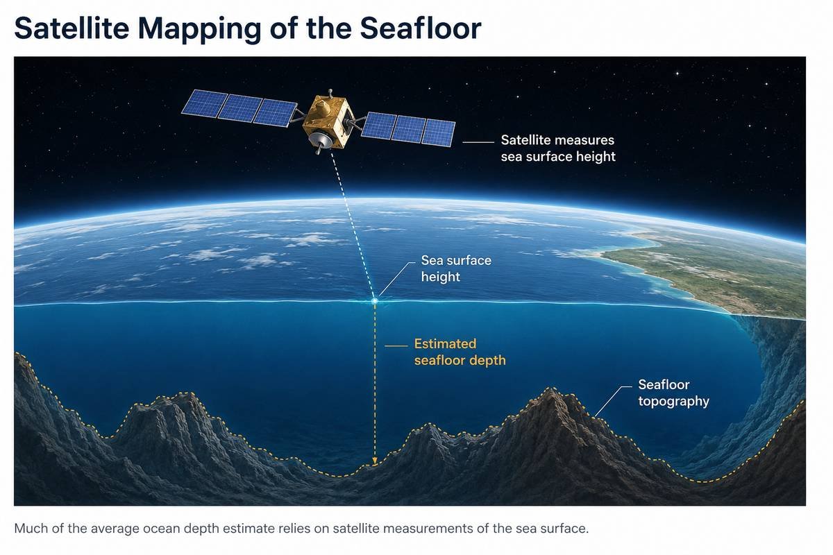 Satellite technology used to estimate ocean depth and seafloor shape